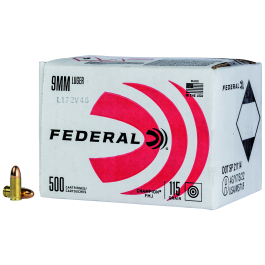 Federal Champion Training 9mm Luger 115 gr Full Metal Jacket 500rds Bulk Package