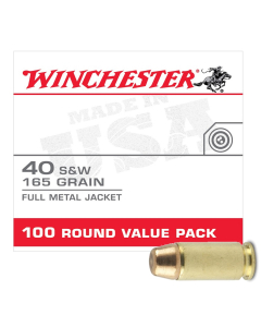 Winchester USA .40 S&W 165GR FMJ Ammunition 100RD Value Pack USA40SWVP