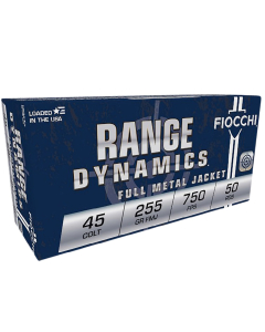 Fiocchi Range Dynamics .45 Colt 255GR FMJ Ammunition 50RD - 45LCCMJ