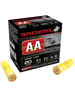 Winchester AA 20GA 2-3/4" #8 Shot Target Load Shells 25RD AA208