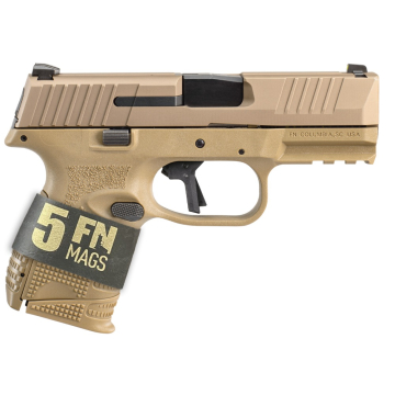 FN 509 Compact 9mm Flat Dark Earth Pistol 5 Magazine Bundle 3.7