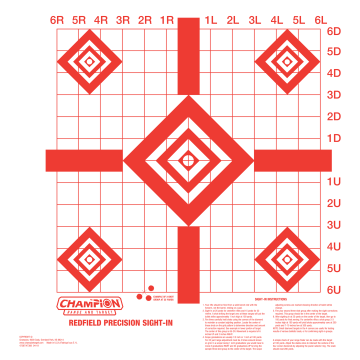 Champion Targets Redfield Sight-In Diamond Pistol/Rifle Paper Target, 16